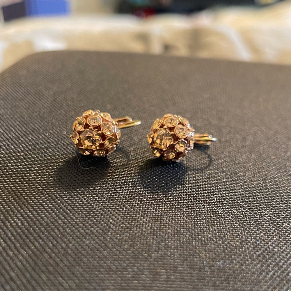 NWOT Kate Spade Drop Crystal Ball Hoop Earrings Rose Gold